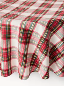 Tovaglia rotonda tartan in puro cotone tinto filo