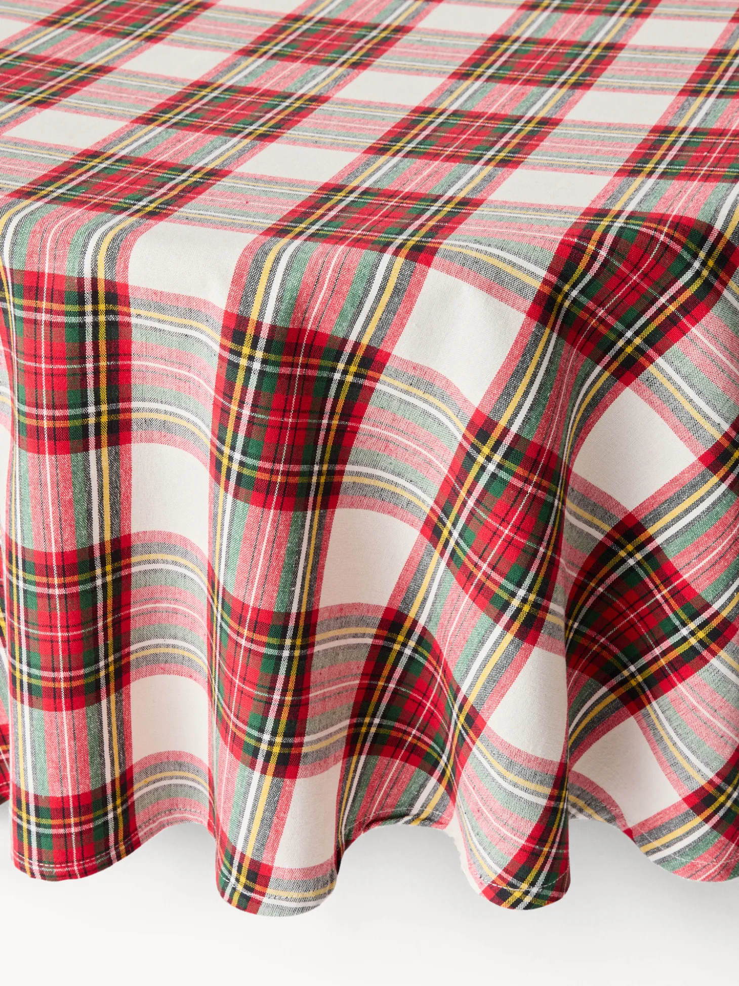 Tovaglia rotonda tartan in puro cotone tinto filo