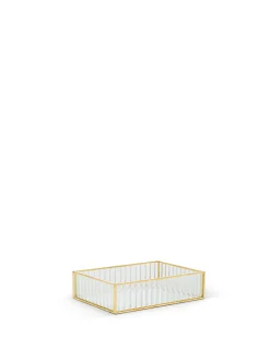 Vassoio decorativo vetro bordi dorati